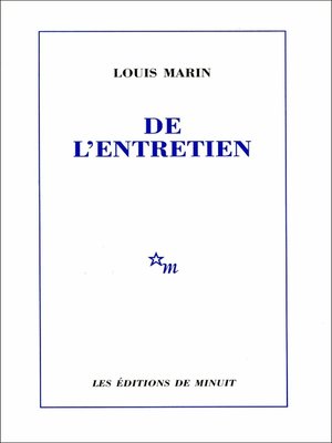 cover image of De l'entretien